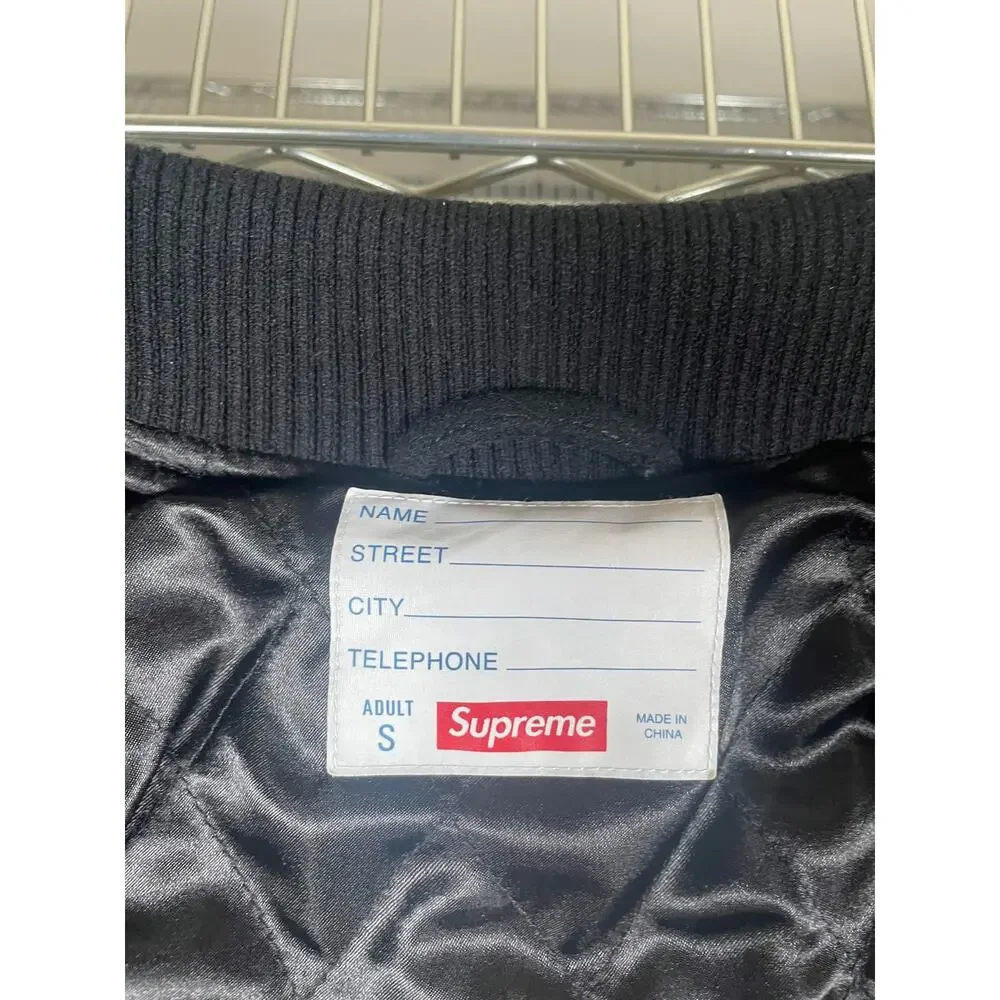 Supreme Veritas Varsity Jacket Black UNDER RETAIL - Picture 2 of 3